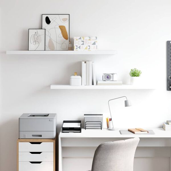 vidaXL Wandschappen zwevend 2 st 120x23,5x3,8 cm MDF wit