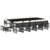 vidaXL 15-delige Tuinset met kussens poly rattan zwart