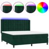 vidaXL Boxspring met matras en LED fluweel donkergroen 160x200 cm