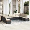 vidaXL Tuin Sofa Set met kussen 10 pcs Zwart en cr&egrave;me Poly riet
