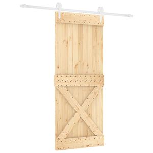 vidaXL Schuifdeur 100 x 210 cm Massief grenenhout Natuurlijk en Wit