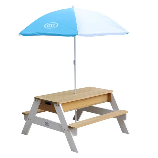 AXI Zand- en waterpicknicktafel Nick met parasol bruin en wit