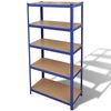 vidaXL Opbergrek 5-laags staal en bewerkt hout blauw