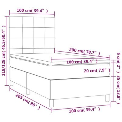 vidaXL Boxspring met matras fluweel donkergroen 100x200 cm