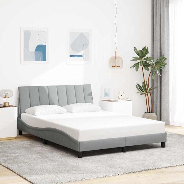 vidaXL Bedframe zonder matras "Hanko" stof lichtgrijs 140x200 cm
