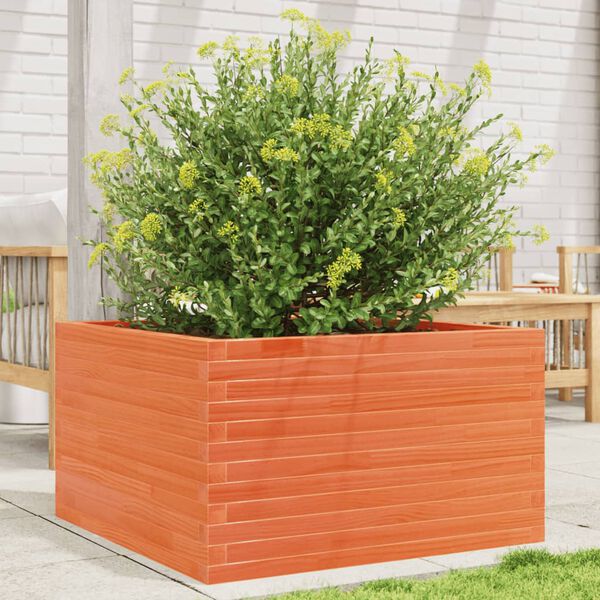 vidaXL Plantenbak 80x80x45,5 cm massief grenenhout wasbruin
