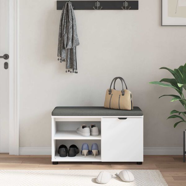 vidaXL Halbank met kussen Effen Wit 80 x 38 x 46 cm