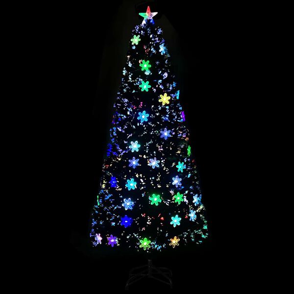 vidaXL Kerstboom met LED-sneeuwvlokken 180 cm glasvezel zwart