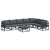 vidaXL Tuinbankenset met kussen 8 pcs Zwart Aluminium