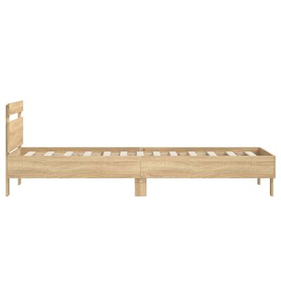 vidaXL Bedframe met hoofdbord bewerkt hout sonoma eiken 75x190 cm