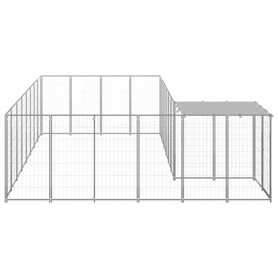 vidaXL Hondenkennel 10,89 m² staal zilverkleurig