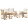 vidaXL Buitenmeubelset 4 pcs Natuurlijk en Cr&egrave;me Wit