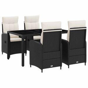 vidaXL Buiten eettafelset 5 st Zwart en Cream Wit poly rattan