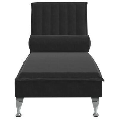 vidaXL Massage chaise longue met bolster fluweel zwart