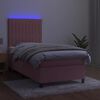 vidaXL Boxspring met matras en LED fluweel roze 80x200 cm