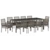 vidaXL Tuin eettafelset 11 pcs Grijs poly rattan