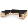 vidaXL 10-delige Loungeset met kussens massief grenenhout