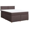vidaXL Boxspring met matras stof donkerbruin 140x200 cm