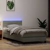 vidaXL Boxspring met matras en LED fluweel lichtgrijs 80x220 cm