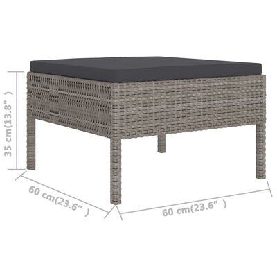 vidaXL 9-delige Loungeset met kussens poly rattan grijs