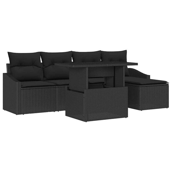 vidaXL Tuin Sofa Set met kussen 6 pcs Zwart