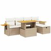 vidaXL 6-delige Loungeset met kussens poly rattan beige