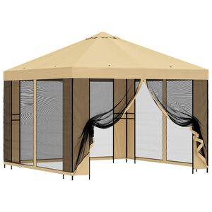 vidaXL Tuin Gazebo met Zijwanden 3 x 3 m Cr&egrave;mekleurig