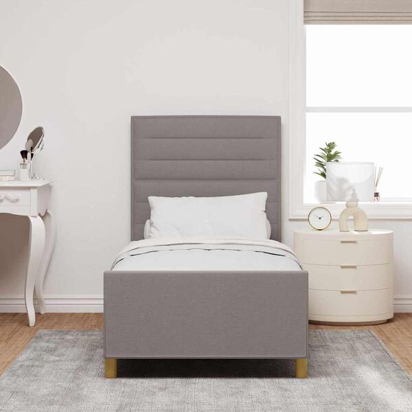 vidaXL Bedframe met hoofdeinde Taupe 90 x 190 cm Stof