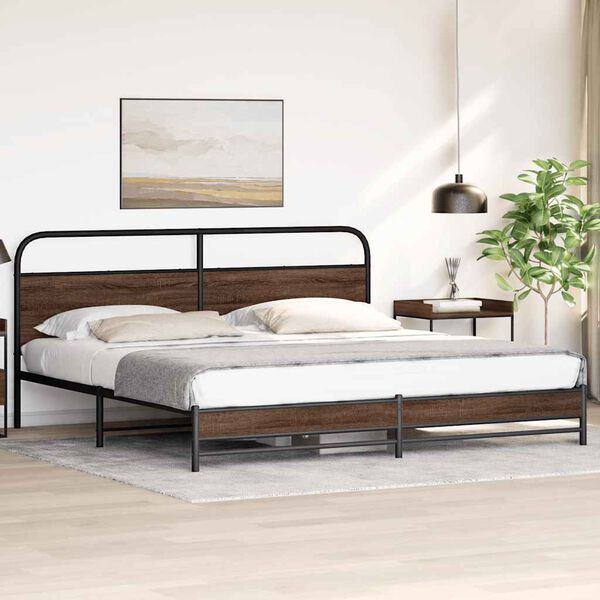 vidaXL Bedframe zonder matras metaal bruin eikenkleur 193x203 cm