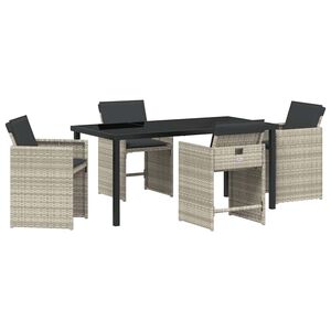 vidaXL Tuin eettafelset 5 pcs Lichtgrijs poly rattan