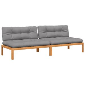 vidaXL Tuinmiddenbanken 2 st pallet met kussens massief acaciahout