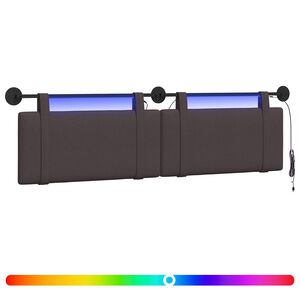 vidaXL Hangend hoofdbord Met LED-verlichting Donkerbruin Stof