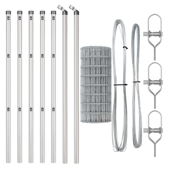 vidaXL Hek met Paal Zilver 0,8 x 25 m Staal en PVC