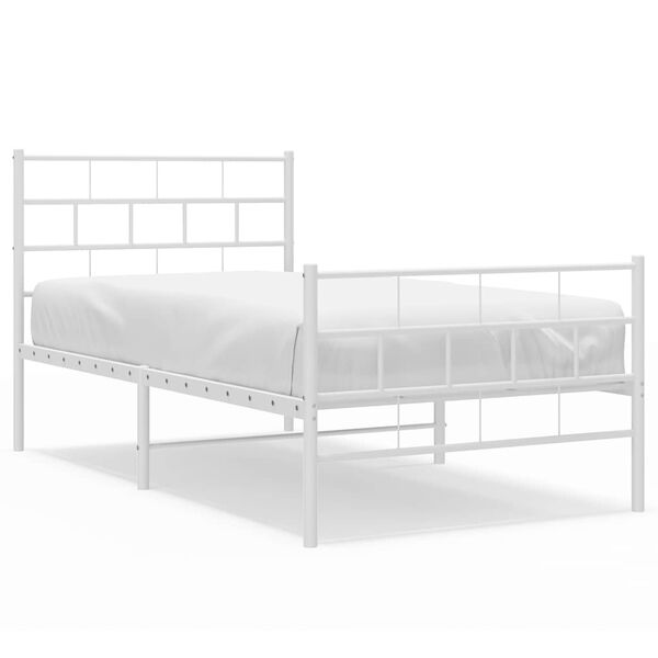 vidaXL Bedframe met hoofd- en voeteneinde metaal wit 100x190 cm