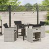 vidaXL Tuin eettafelset met kussen 5 pcs Lichtgrijs poly rattan