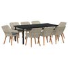 vidaXL Tuin eettafelset met kussen 9 pcs Lichtgrijs poly rattan