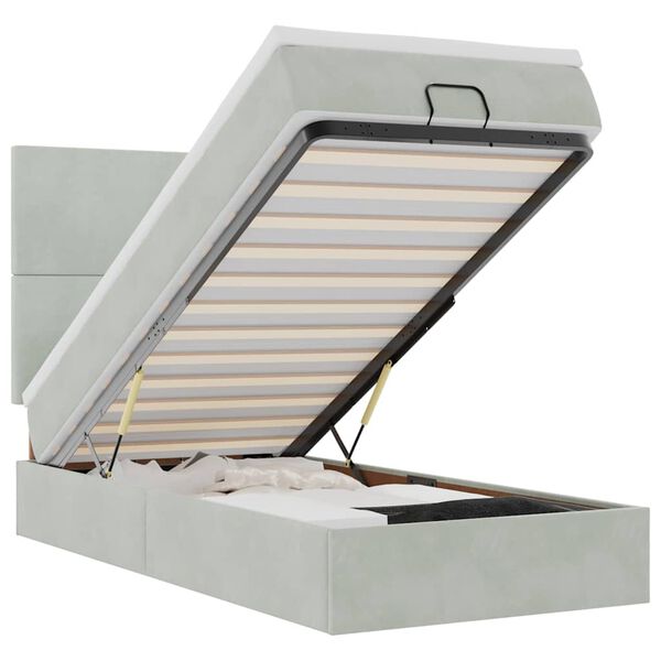 vidaXL Ottoman bed met matrassen 90x190cm fluweel lichtgrijs