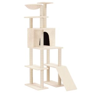 vidaXL Kattenmeubel met sisal krabpalen 166 cm cr&egrave;mekleurig