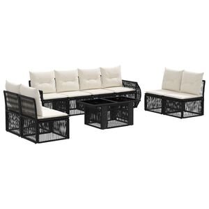 vidaXL Tuinbankenset 9 st Zwart en Cream Wit poly rattan