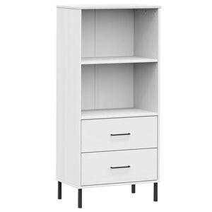 vidaXL Boekenkast met 2 lades OSLO 60x35x128,5 cm massief hout wit