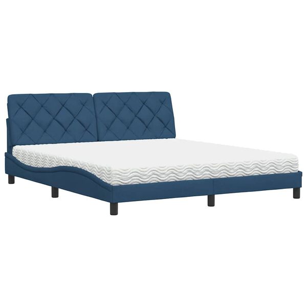 vidaXL Bed met matras stof blauw 180x200 cm