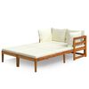 vidaXL Ligstoelen 2 st met cr&egrave;mewitte kussens acaciahout