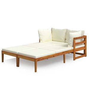 vidaXL Ligstoelen 2 st met cr&egrave;mewitte kussens acaciahout