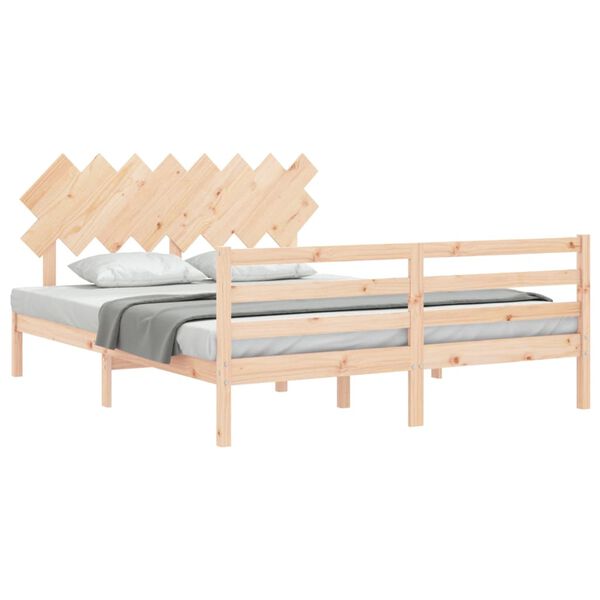 vidaXL Bedframe met hoofdbord massief hout 160x200 cm
