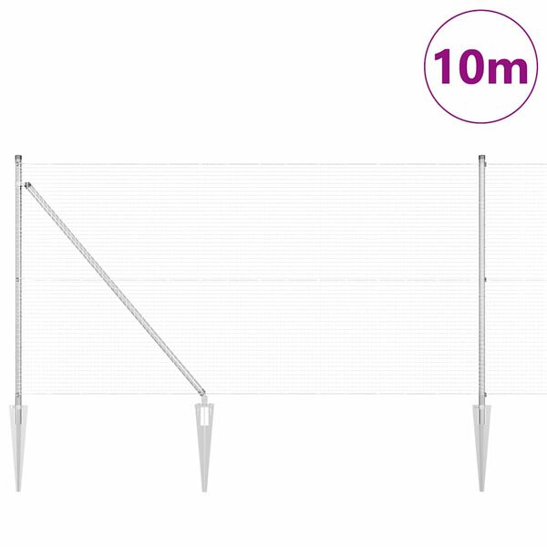 vidaXL Afrasteringspaal Zilver 10 x 1 m (19 x 19 mm mesh) Staal