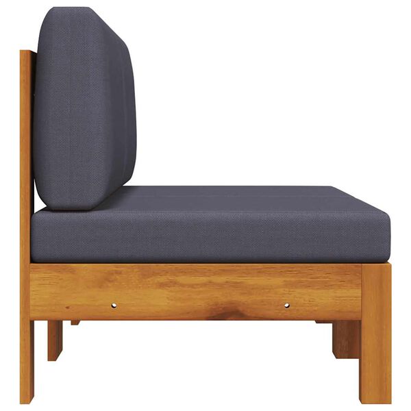 vidaXL Middenbanken 2 st met donkergrijze kussens massief acaciahout