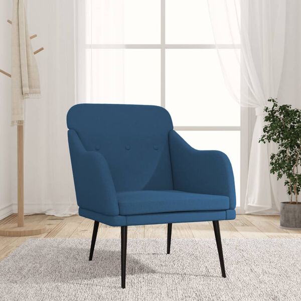 vidaXL Fauteuil 63x76x80 cm stof blauw
