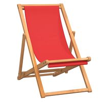 vidaXL Strandstoel inklapbaar massief teakhout rood