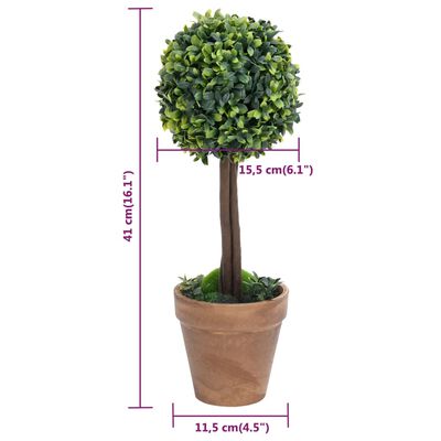 vidaXL Kunstplanten met pot 2 st buxus bolvorming 41 cm groen