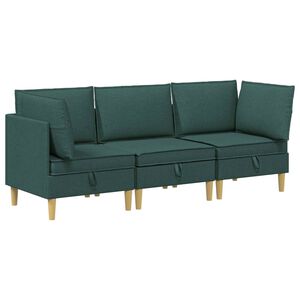 vidaXL Modulaire Sofa Set met Opslag 3 st Donkergroen Stof